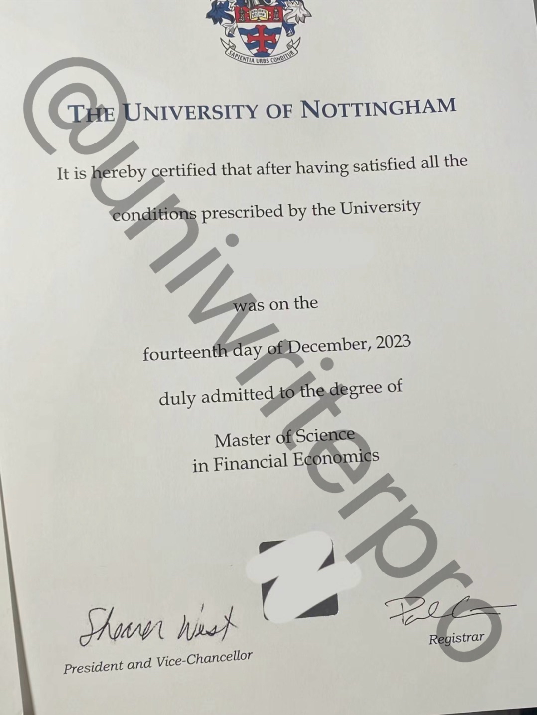 University of Nottingham — MSc Financial Economics